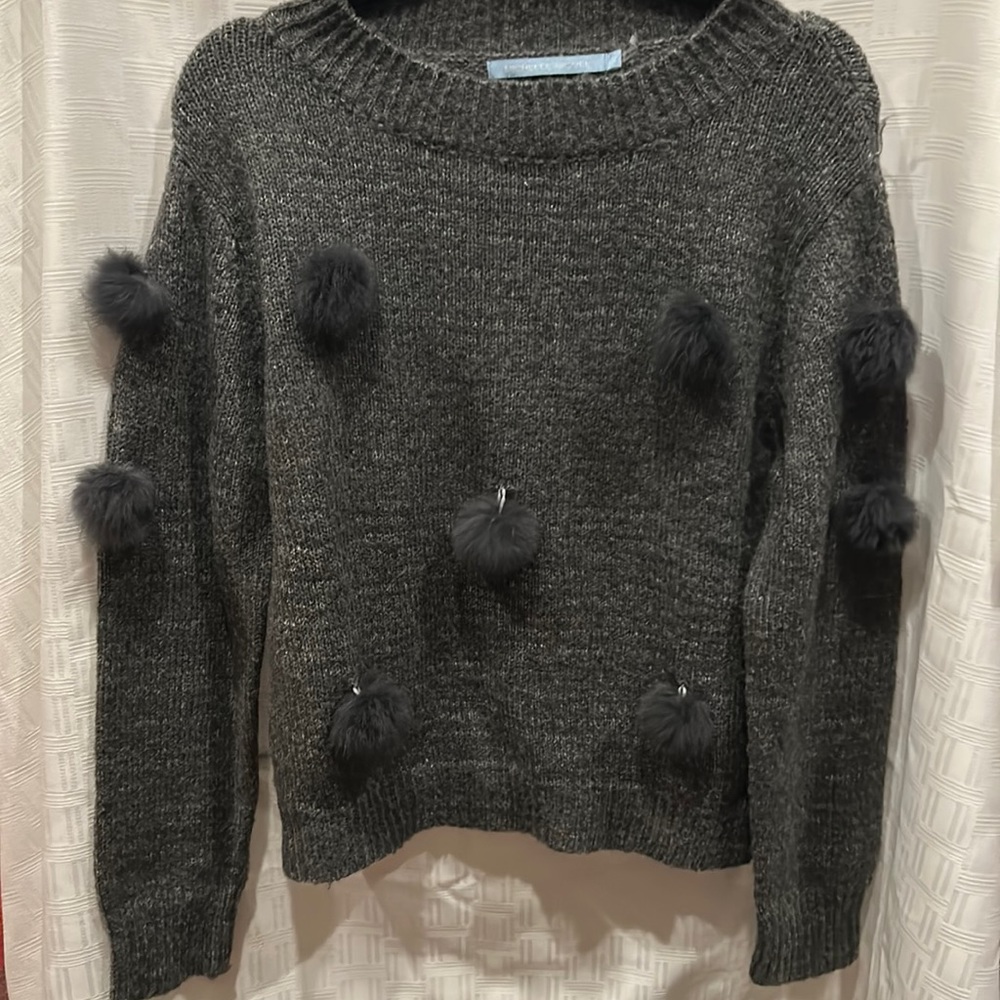 Gray Puffball Sweater